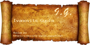 Ivanovits Gyula névjegykártya
