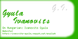 gyula ivanovits business card
